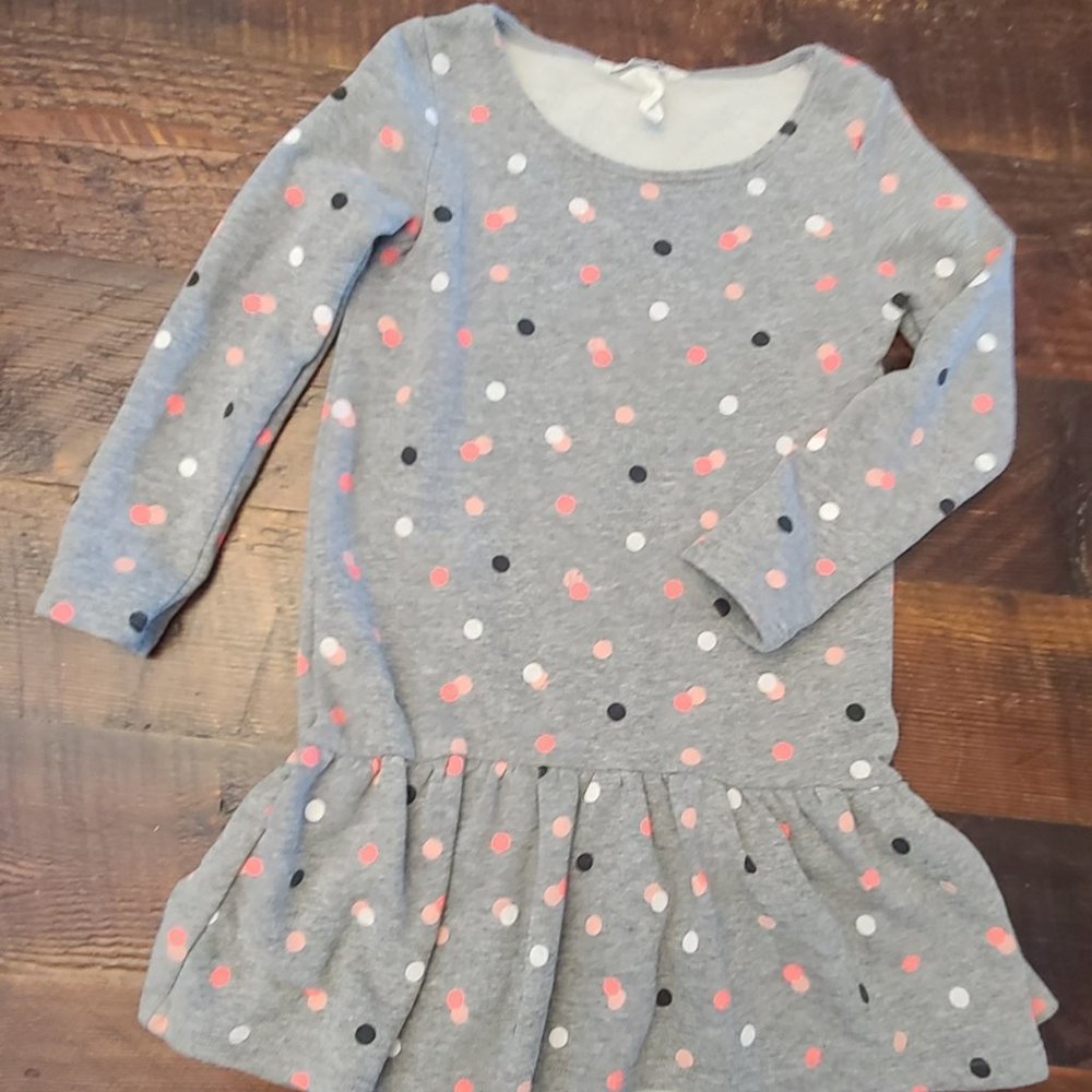 H&M girls Ruffle hem polka dot sweatshirt dress